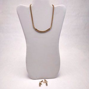 Vintage Gold and Rhinestone Necklace and Earrings